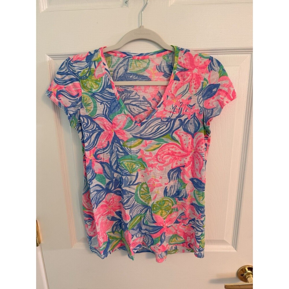 Lilly Pulitzer Etta Top Havana Cocktail Shirt Women's size XS